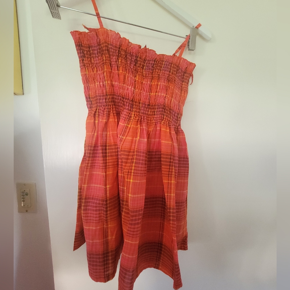 Divided Plaid Red and Orange BLOUSEP CAUSE IT SAID DUMB JUST FUCKIN KIDS Size 12